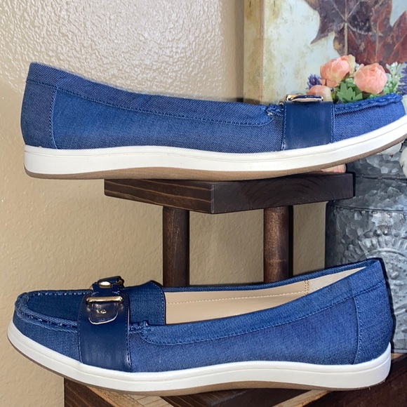 Lands' End Shoes Lands End Denim And Leather Slip On Comfort Boat
